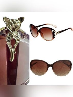 Cat Charm Classic Brown Gradient Women's Oversized Sunglasses